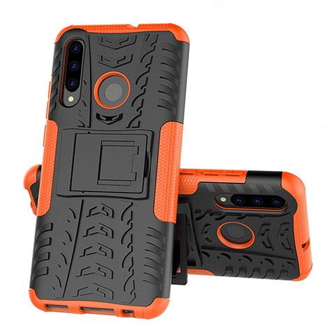 Custodia Silicone e Plastica Opaca Cover con Supporto R03 per Huawei P Smart+ Plus (2019) Arancione