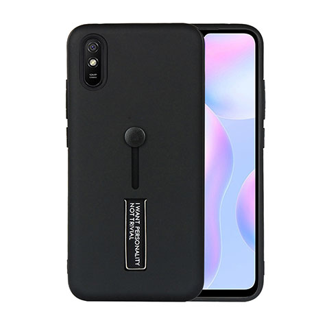 Custodia Silicone e Plastica Opaca Cover con Supporto R05 per Xiaomi Redmi 9A Nero