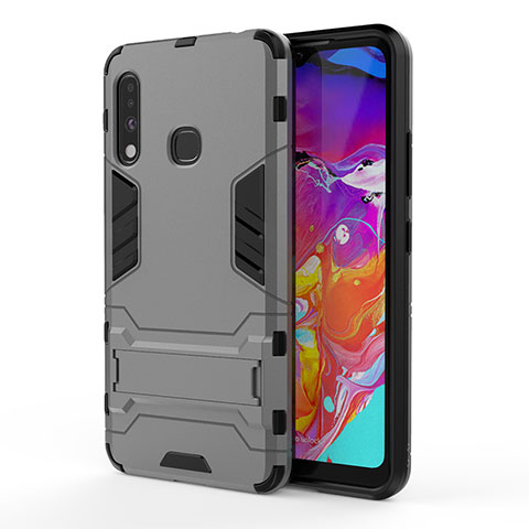 Custodia Silicone e Plastica Opaca Cover con Supporto T01 per Samsung Galaxy A70E Grigio