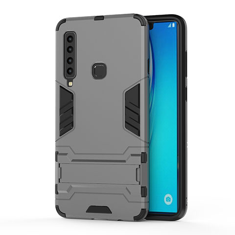 Custodia Silicone e Plastica Opaca Cover con Supporto T01 per Samsung Galaxy A9 (2018) A920 Grigio