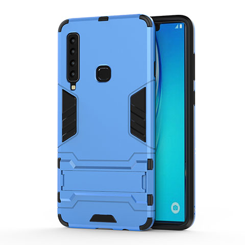 Custodia Silicone e Plastica Opaca Cover con Supporto T01 per Samsung Galaxy A9s Cielo Blu