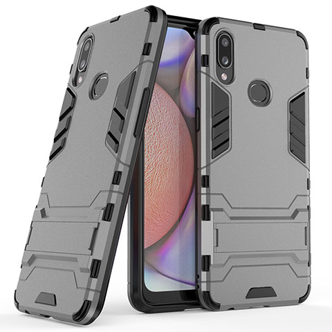 Custodia Silicone e Plastica Opaca Cover con Supporto T02 per Samsung Galaxy A10s Grigio