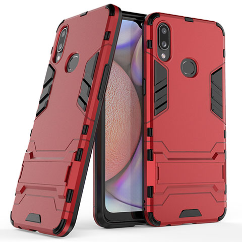 Custodia Silicone e Plastica Opaca Cover con Supporto T02 per Samsung Galaxy A10s Rosso