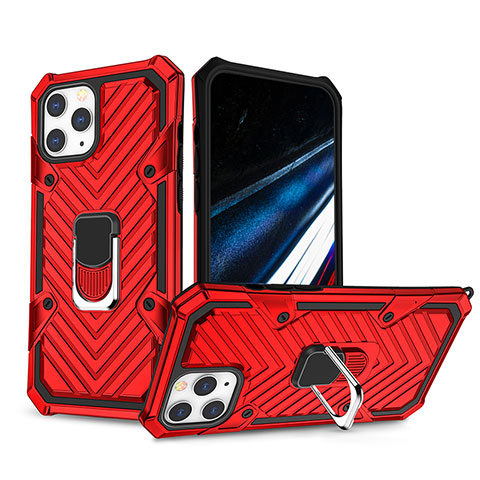 Custodia Silicone e Plastica Opaca Cover con Supporto YF1 per Apple iPhone 13 Pro Max Rosso