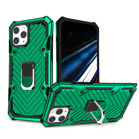 Custodia Silicone e Plastica Opaca Cover con Supporto YF1 per Apple iPhone 15 Pro Max Verde