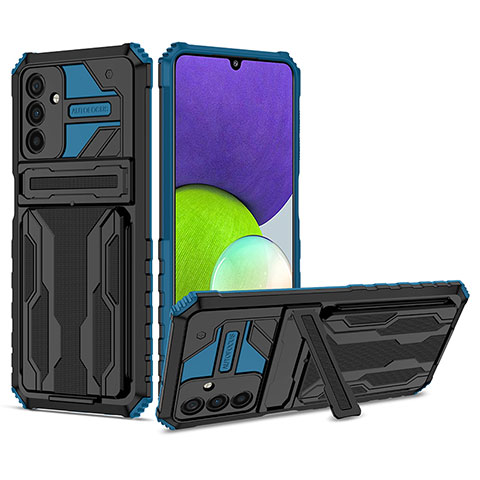 Custodia Silicone e Plastica Opaca Cover con Supporto YF1 per Samsung Galaxy A13 5G Blu