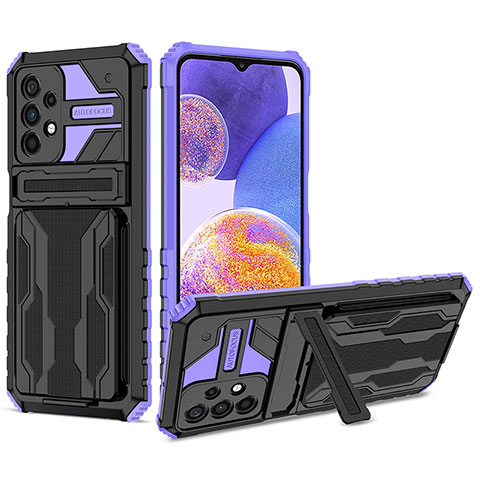 Custodia Silicone e Plastica Opaca Cover con Supporto YF1 per Samsung Galaxy A23 4G Viola