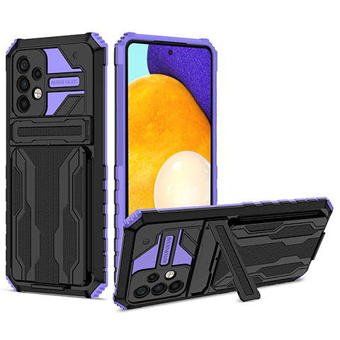 Custodia Silicone e Plastica Opaca Cover con Supporto YF1 per Samsung Galaxy A52 4G Viola