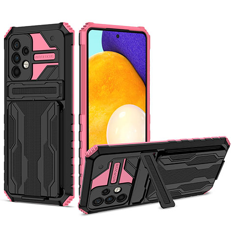 Custodia Silicone e Plastica Opaca Cover con Supporto YF1 per Samsung Galaxy A72 4G Rosa