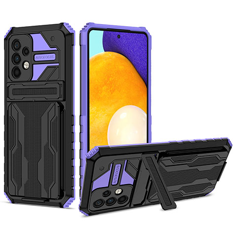 Custodia Silicone e Plastica Opaca Cover con Supporto YF1 per Samsung Galaxy A72 4G Viola