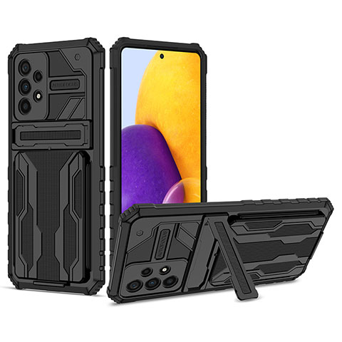 Custodia Silicone e Plastica Opaca Cover con Supporto YF1 per Samsung Galaxy A73 5G Nero