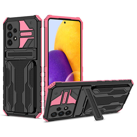 Custodia Silicone e Plastica Opaca Cover con Supporto YF1 per Samsung Galaxy A73 5G Rosa