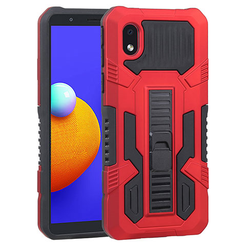 Custodia Silicone e Plastica Opaca Cover con Supporto YF1 per Samsung Galaxy M01 Core Rosso