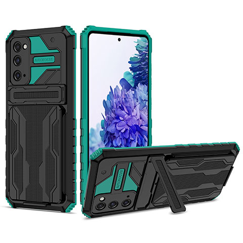 Custodia Silicone e Plastica Opaca Cover con Supporto YF1 per Samsung Galaxy S20 FE 4G Verde