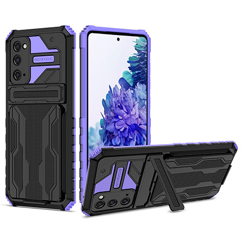 Custodia Silicone e Plastica Opaca Cover con Supporto YF1 per Samsung Galaxy S20 FE 4G Viola