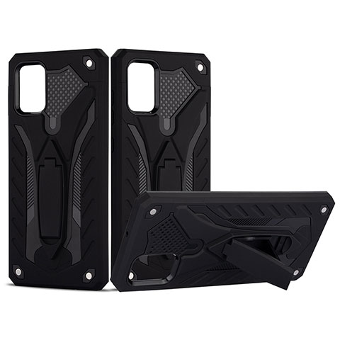 Custodia Silicone e Plastica Opaca Cover con Supporto YF2 per Samsung Galaxy A51 4G Nero