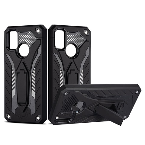 Custodia Silicone e Plastica Opaca Cover con Supporto YF2 per Samsung Galaxy M30s Nero