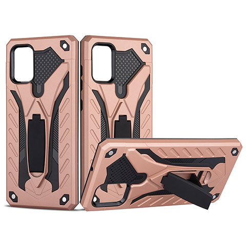 Custodia Silicone e Plastica Opaca Cover con Supporto YF2 per Samsung Galaxy M40S Oro Rosa