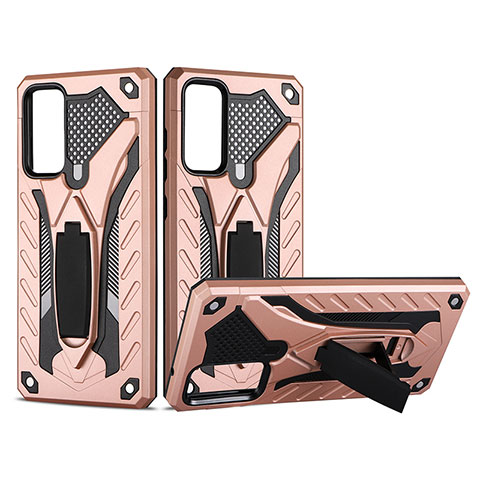 Custodia Silicone e Plastica Opaca Cover con Supporto YF2 per Samsung Galaxy S20 FE 5G Oro Rosa