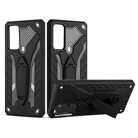 Custodia Silicone e Plastica Opaca Cover con Supporto YF2 per Samsung Galaxy S20 Lite 5G Nero