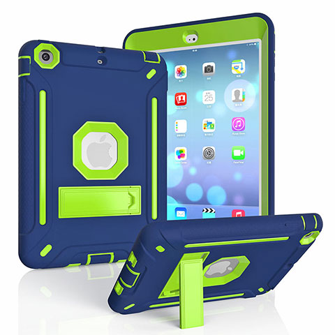 Custodia Silicone e Plastica Opaca Cover con Supporto YJ1 per Apple iPad Mini 3 Blu