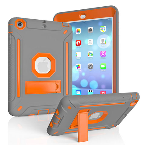 Custodia Silicone e Plastica Opaca Cover con Supporto YJ1 per Apple iPad Mini Arancione