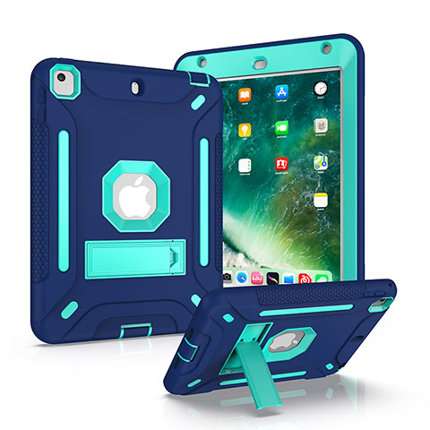 Custodia Silicone e Plastica Opaca Cover con Supporto YJ2 per Apple iPad Mini 4 Blu