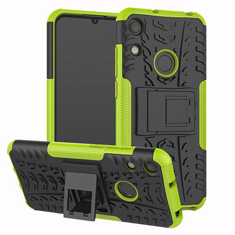 Custodia Silicone e Plastica Opaca Cover con Supporto Z01 per Huawei Y6 (2019) Verde