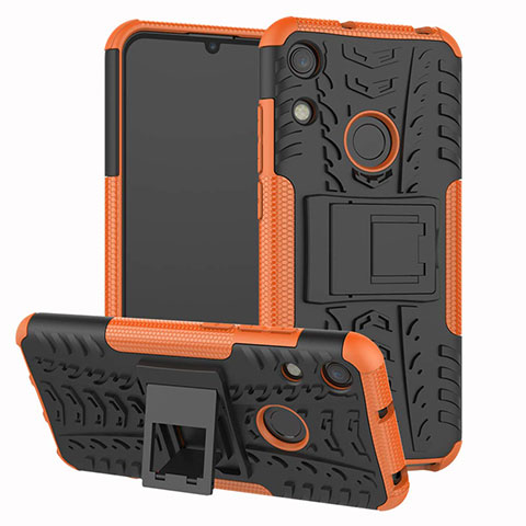 Custodia Silicone e Plastica Opaca Cover con Supporto Z01 per Huawei Y6 Prime (2019) Arancione