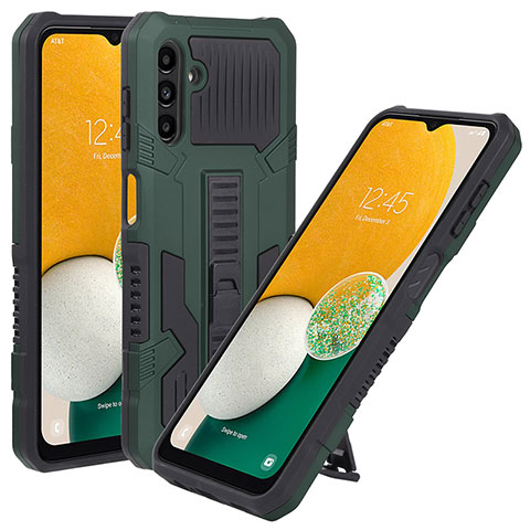 Custodia Silicone e Plastica Opaca Cover con Supporto ZJ1 per Samsung Galaxy A04s Verde