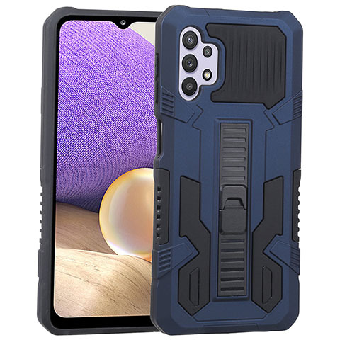 Custodia Silicone e Plastica Opaca Cover con Supporto ZJ1 per Samsung Galaxy A32 4G Blu