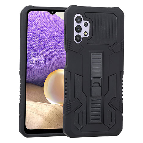 Custodia Silicone e Plastica Opaca Cover con Supporto ZJ1 per Samsung Galaxy A32 5G Nero