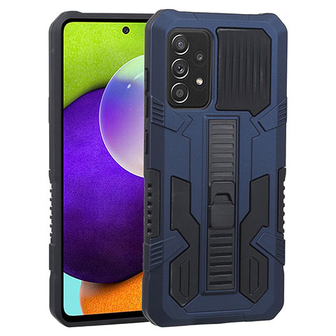 Custodia Silicone e Plastica Opaca Cover con Supporto ZJ1 per Samsung Galaxy A52 4G Blu