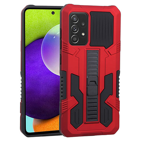 Custodia Silicone e Plastica Opaca Cover con Supporto ZJ1 per Samsung Galaxy A52 5G Rosso