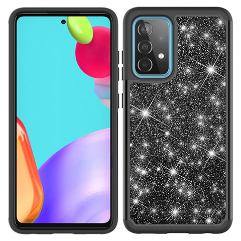 Custodia Silicone e Plastica Opaca Cover Fronte e Retro 360 Gradi Bling-Bling JX1 per Samsung Galaxy A52s 5G Nero