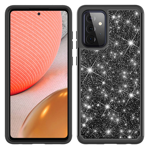 Custodia Silicone e Plastica Opaca Cover Fronte e Retro 360 Gradi Bling-Bling JX1 per Samsung Galaxy A72 5G Nero