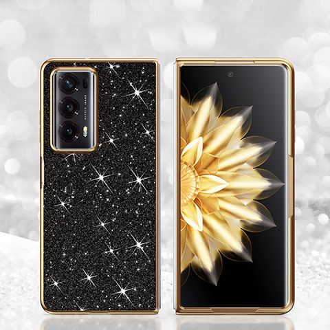 Custodia Silicone e Plastica Opaca Cover Fronte e Retro 360 Gradi Bling-Bling per Huawei Honor Magic V2 5G Nero