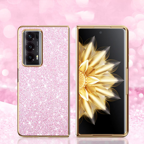 Custodia Silicone e Plastica Opaca Cover Fronte e Retro 360 Gradi Bling-Bling per Huawei Honor Magic V2 5G Oro Rosa