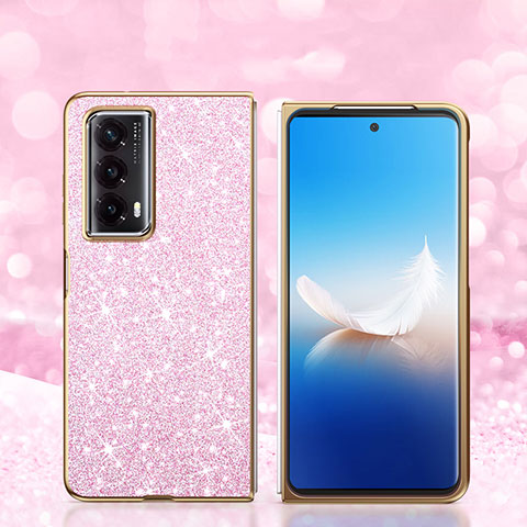 Custodia Silicone e Plastica Opaca Cover Fronte e Retro 360 Gradi Bling-Bling per Huawei Honor Magic Vs2 5G Rosa