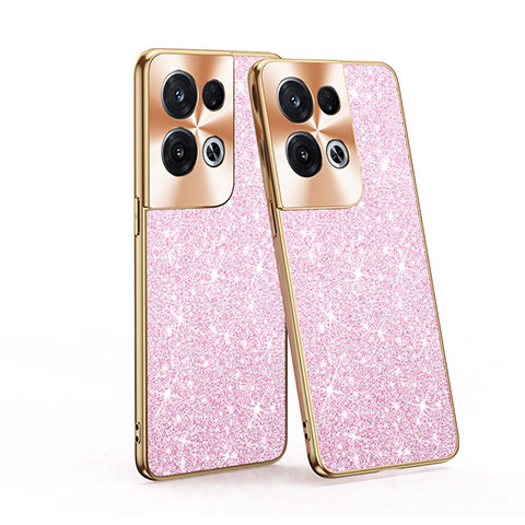 Custodia Silicone e Plastica Opaca Cover Fronte e Retro 360 Gradi Bling-Bling per Oppo Reno9 Pro+ Plus 5G Rosa