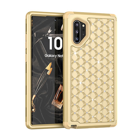 Custodia Silicone e Plastica Opaca Cover Fronte e Retro 360 Gradi Bling-Bling U01 per Samsung Galaxy Note 10 Plus Oro