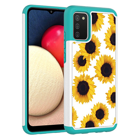 Custodia Silicone e Plastica Opaca Cover Fronte e Retro 360 Gradi JX1 per Samsung Galaxy A03s Giallo