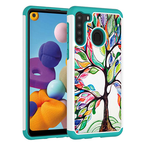 Custodia Silicone e Plastica Opaca Cover Fronte e Retro 360 Gradi JX1 per Samsung Galaxy A21 Verde