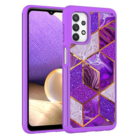 Custodia Silicone e Plastica Opaca Cover Fronte e Retro 360 Gradi JX1 per Samsung Galaxy A32 4G Viola