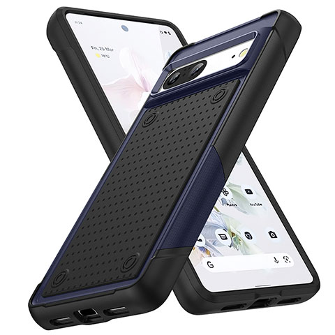 Custodia Silicone e Plastica Opaca Cover Fronte e Retro 360 Gradi MQ1 per Google Pixel 7 5G Blu