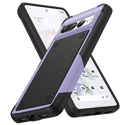 Custodia Silicone e Plastica Opaca Cover Fronte e Retro 360 Gradi MQ1 per Google Pixel 7 Pro 5G Viola