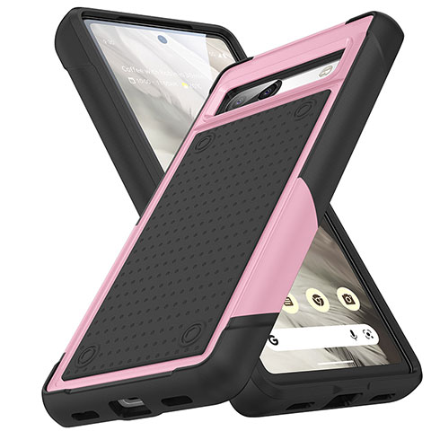 Custodia Silicone e Plastica Opaca Cover Fronte e Retro 360 Gradi MQ1 per Google Pixel 7a 5G Rosa