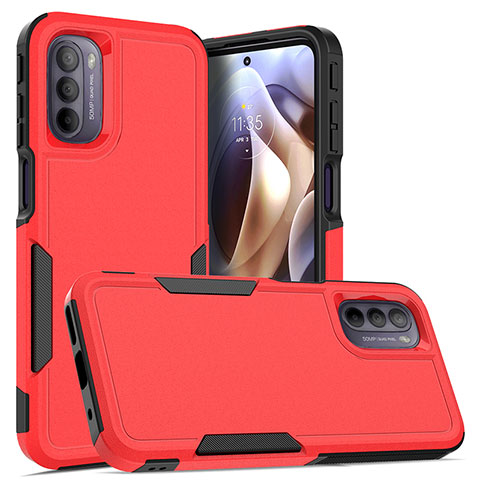 Custodia Silicone e Plastica Opaca Cover Fronte e Retro 360 Gradi MQ1 per Motorola Moto G41 Rosso