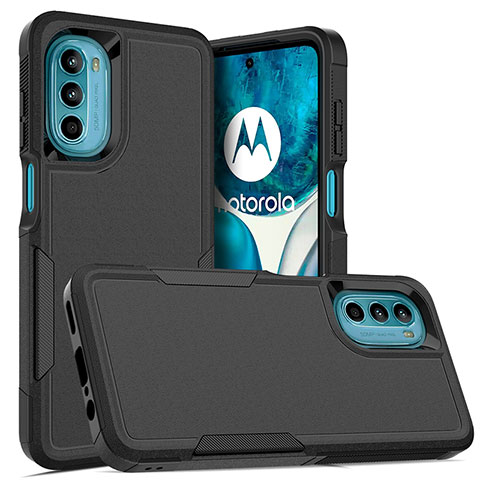 Custodia Silicone e Plastica Opaca Cover Fronte e Retro 360 Gradi MQ1 per Motorola MOTO G52 Nero