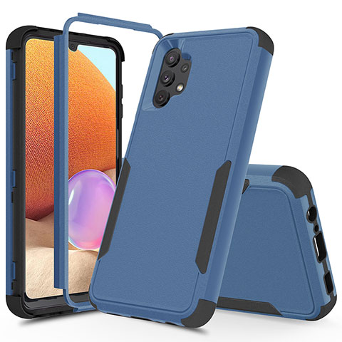 Custodia Silicone e Plastica Opaca Cover Fronte e Retro 360 Gradi MQ1 per Samsung Galaxy A32 5G Blu e Nero